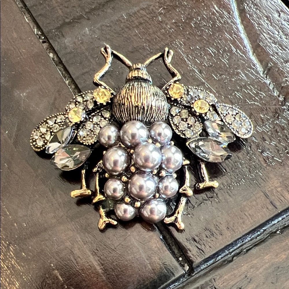 Elegant Gold and Silver Bee Brooch